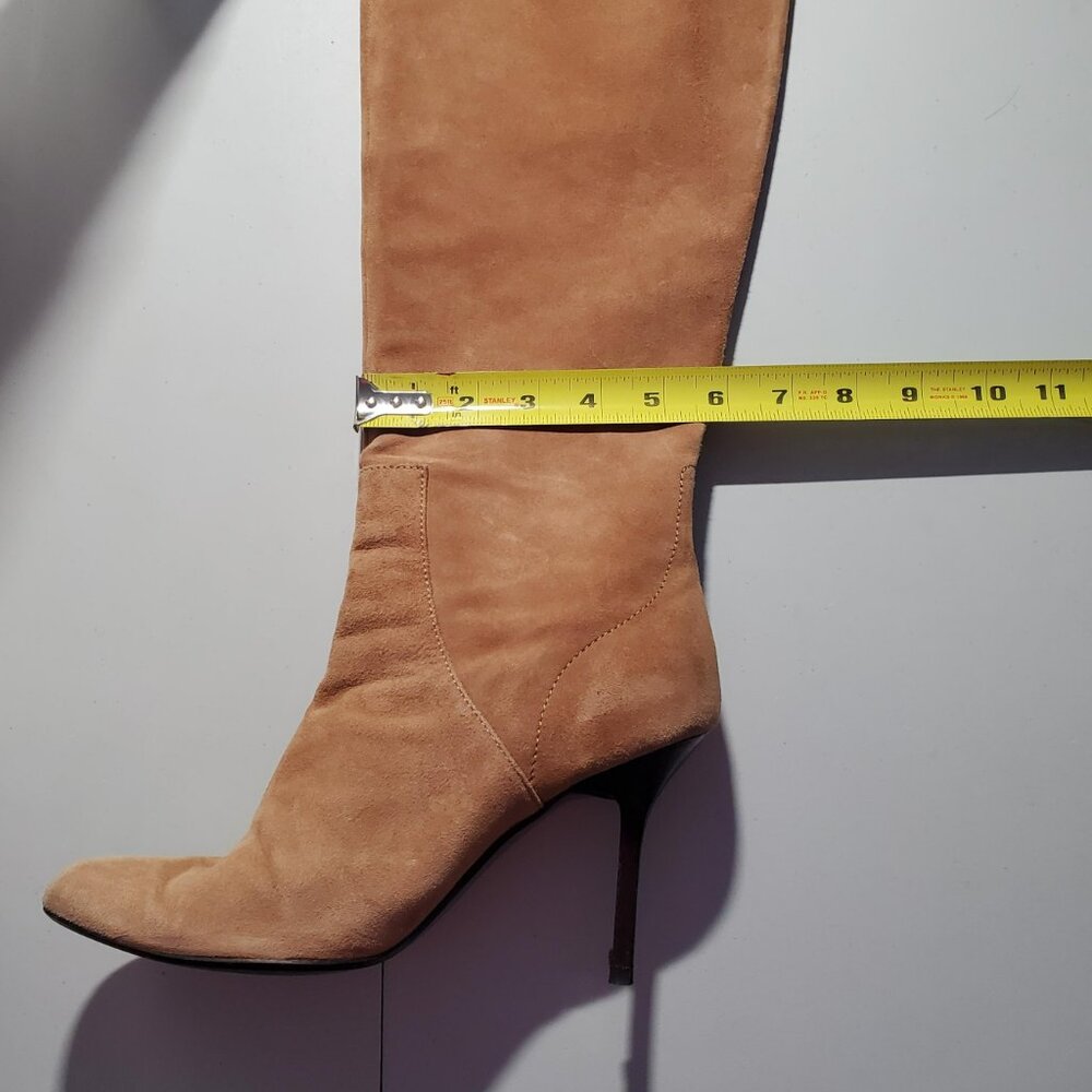 Calvin Klein Heloise Camel Kid Suede Heeled Boots Sz 8.5M - shipping incl - Picture 10 of 16